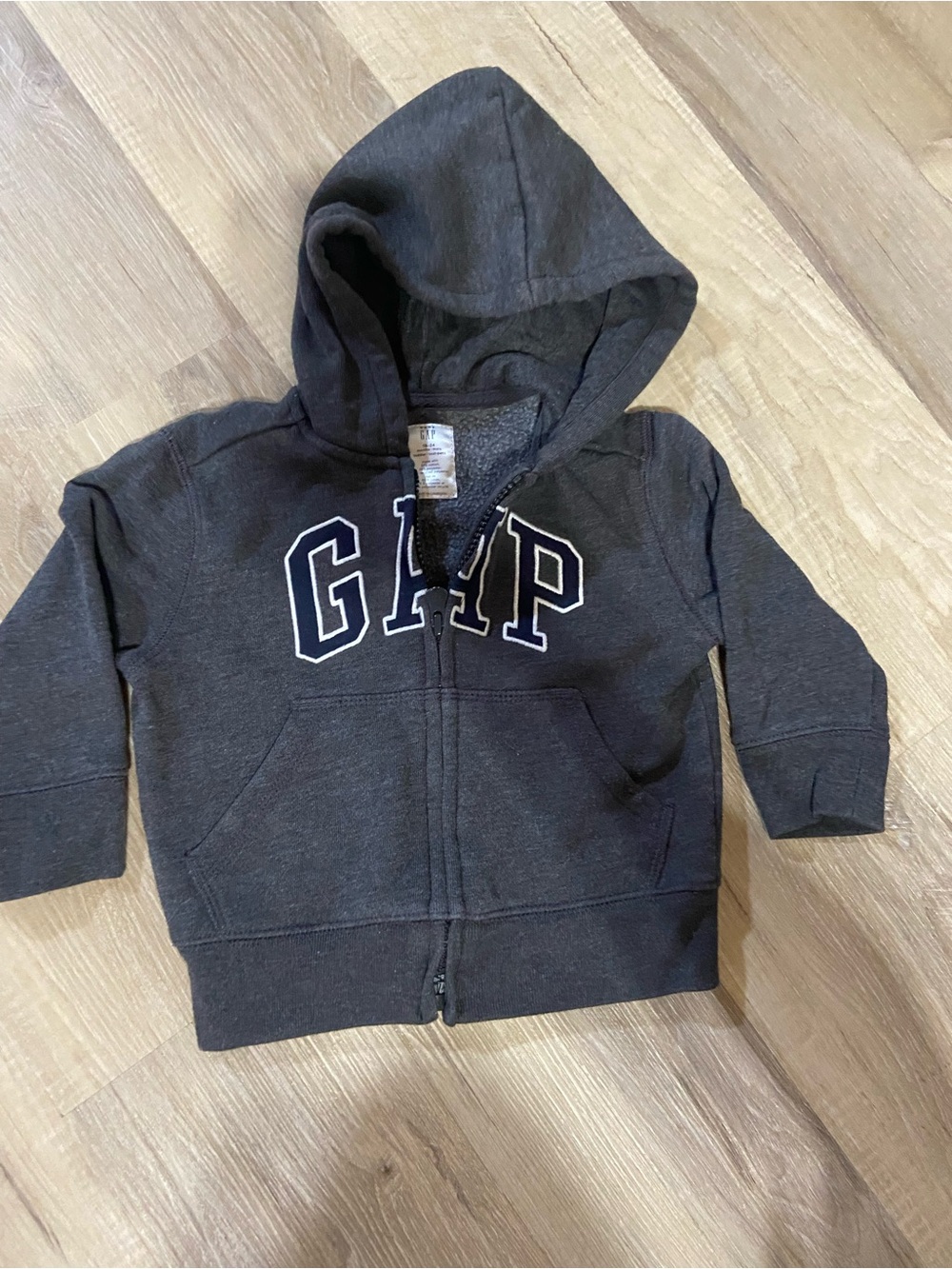 GAP Kids Dark Gray Zip Hoodie with Logo